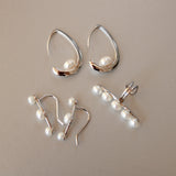 925 Sterling Silver 5 Fresh Water Pearls Row Ear Cuff