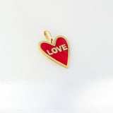 14K Solid Yellow Gold LOVE Custom Enamel Pendant