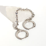 925 Sterling Silver Double Hoops Connected with a Tennis Chain Earrrings