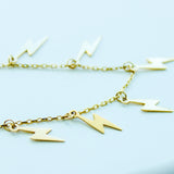 14K Solid Yellow Gold Lightning Bolt Charms Choker
