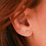 14K Solid Yellow Gold Micro Star Earrings