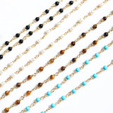 14K Solid Yellow Gold Genuine Stones Necklace