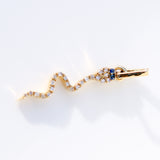 14K Solid Gold Pave Diamonds & Sapphire Snake Charm – Luxury Statement Jewelry
