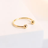 14K Solid Yellow Gold Balls Cuff Ring