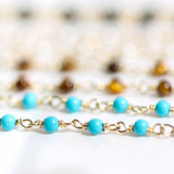 14K Solid Yellow Gold Genuine Stones Necklace