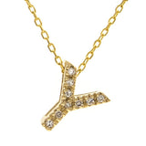 14K Solid Yellow Gold Initial Diamond Necklace