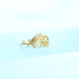 14K Solid Gold Tropical Alcala Leaf Ring