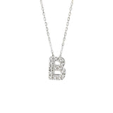 14K Solid White Gold Initial Diamond Necklace