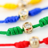 14K Solid Yellow Gold Bezel Diamond Cord Bracelet
