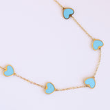 14K Solid Yellow Gold Multiple Hearts Necklace