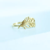 14K Solid Gold Tropical Alcala Leaf Ring