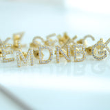 14K Solid Gold CZ Initial Stud Earring