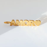 Customizable 14K Solid Yellow Gold AMOR Pendant