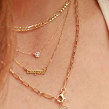 14K Solid Gold Diamond Bezel Necklace