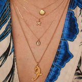 14K Solid Yellow Gold Shell Necklace