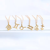 14K Solid Yellow Gold Zodiac Sign Necklace