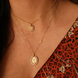 14K Solid Gold Lateral Bezel Diamond Necklace