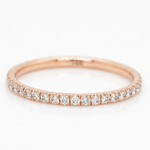 18K solid rose gold natural diamond pinky ring with sparkling diamond band in a delicate minimalist design