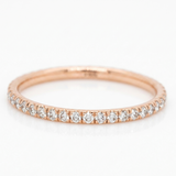 18K solid rose gold natural diamond pinky ring with sparkling diamond band in a delicate minimalist design