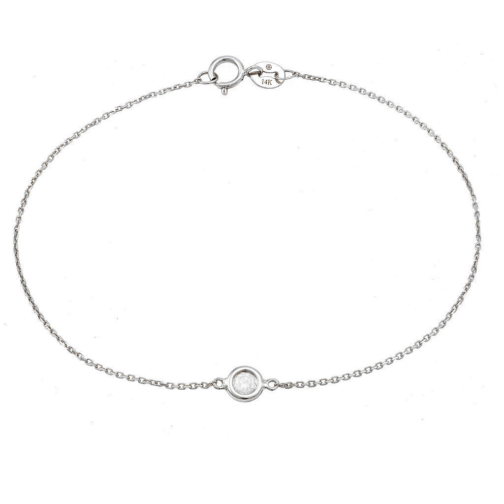 14K Solid Gold Birthstone Bezel Bracelet