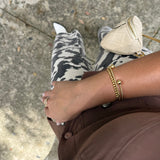 14K Solid Yellow Gold Elastic 4mm Gold Bead Bracelet