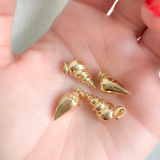 14K Solid Yellow Gold Plain Conch Charm