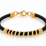 14K Solid Yellow Gold Men Rubber Bracelet