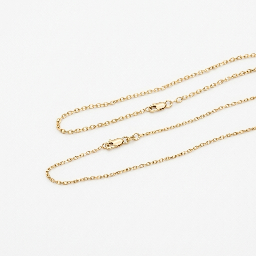 solid 14k yellow gold square cable chain necklace 1.5mm and 2mm minimalist jewelry