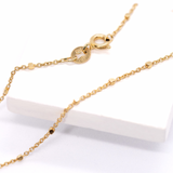 14K Solid Yellow Gold Beaded Station Necklace with Spring Lock