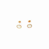 14K Solid Yellow Gold CZ Circle Earrings