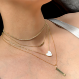 14K Solid Gold Mother of Pearl Heart Necklace