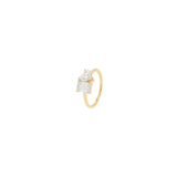 Gold ring with a diamond on a white background
