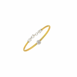 Stainless Steel Cable Bangle with Natural Diamonds & 925 Sterling Silver Charm (Kids)