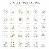 Optional symbol charms for custom name necklaces including hearts, stars, butterflies and more.
