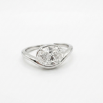 close up white gold ring with round lab diamond IGI certified elegant jewelry