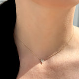 14K Solid Gold Diamonds V Heart Necklace