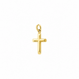 14K Solid Yellow Gold 16mm Tube Flat Cross Pendant