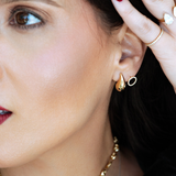 14K Solid Yellow Gold CZ Circle Earrings