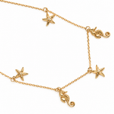 14K Solid Yellow Gold Under The Sea Necklace