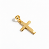 14K Solid Yellow Gold Asymmetrical Small Cross Pendant