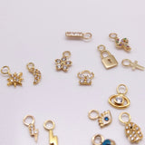 14K Solid Yellow CZ Open Evil Eye Charm