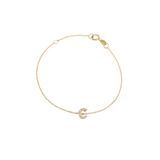 14K Solid Yellow Gold Pave Diamond Initial Bracelet