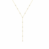 18K Solid Yellow Gold Diamond Lariat Necklace