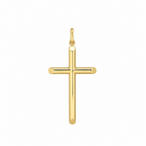 14K Solid Yellow Gold 34mm Tube Cross Pendant