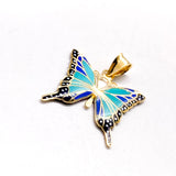 14K Solid Yellow Gold Butterfly Pendant