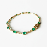 14K Yellow Gold Emerald & Diamond Tennis Bracelet – Oval Emeralds 5CT, 6.75”