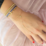 14K Solid Yellow Gold Diamond Bezel Leather Cord Bracelet
