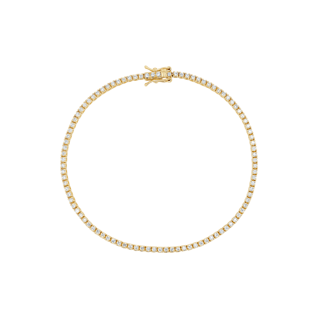 14k yellow gold diamond tennis bracelet 1.00ct natural diamonds 2mm 7.25 inch


