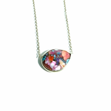 14K Solid Yellow Gold Colorful Turquoise Shaped Necklace