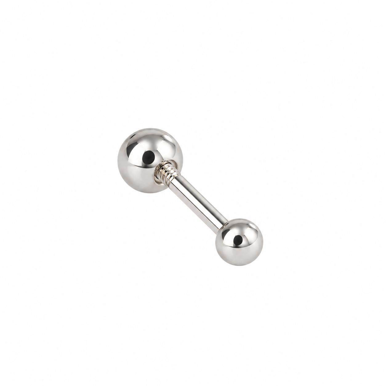 925 sterling silver 2mm ball stud showing its polished round front, straight post, and threaded screw-back closure on a white background.